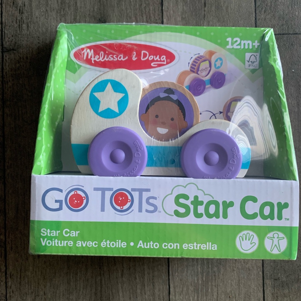 New Melissa & Doug GO Tots Wooden Green Star Car (1 Car, 1 Disk)